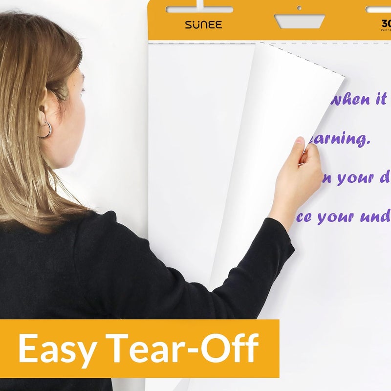 SUNEE Sticky Easel Pads, 25x30 Inches, 30 Sheets/Pad, 2 Pack – Self Stick Flip Chart Paper for Whiteboards, Premium Large White Chart Paper - Image 5